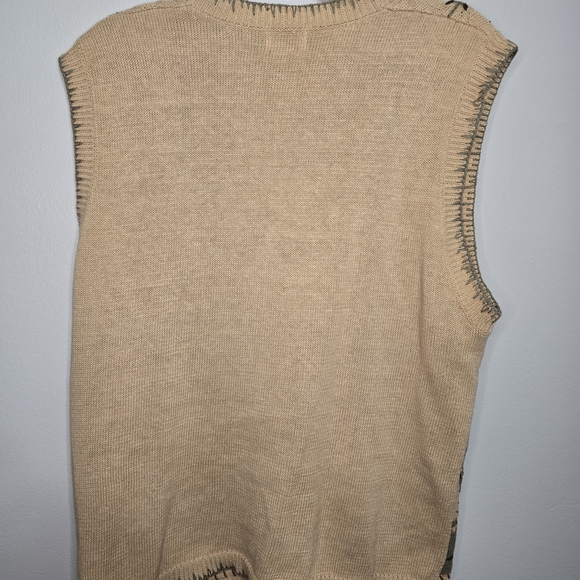 Vintage Koret Women's Tan Floral Patterned Sweater Vest - Picture 2 of 3
